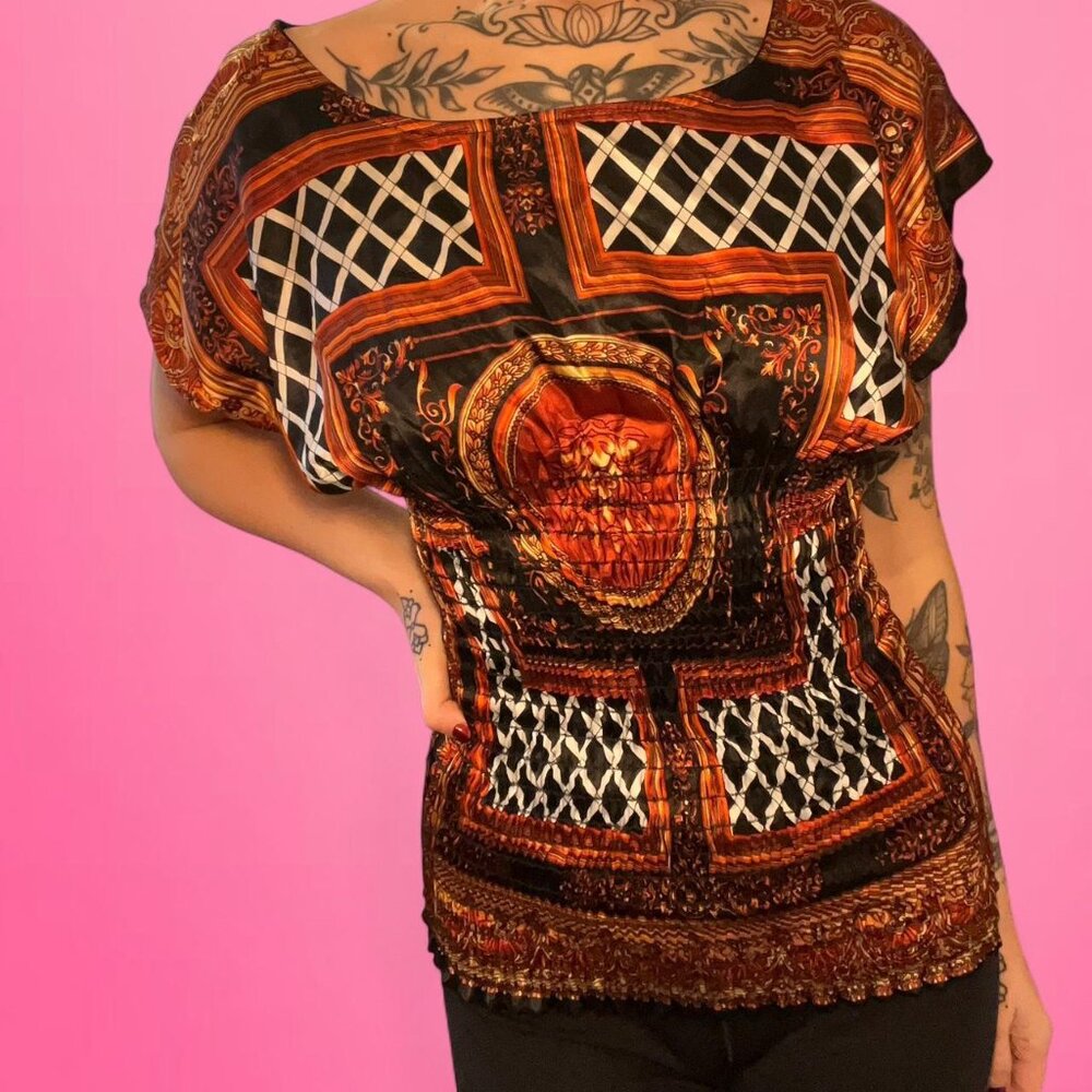 y2k vintage ruched blouse